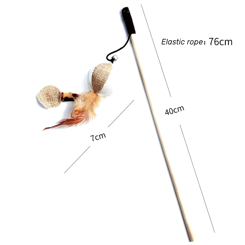 Engaging Interactive Cat Wand with Colorful Feather Teasers - Perfect for Playful Kittens!