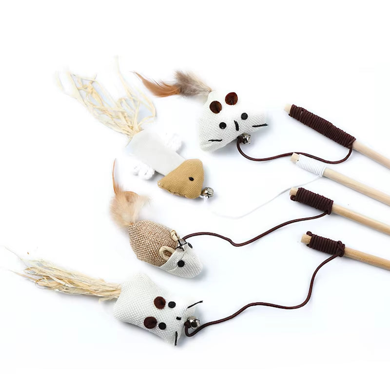Engaging Interactive Cat Wand with Colorful Feather Teasers - Perfect for Playful Kittens!