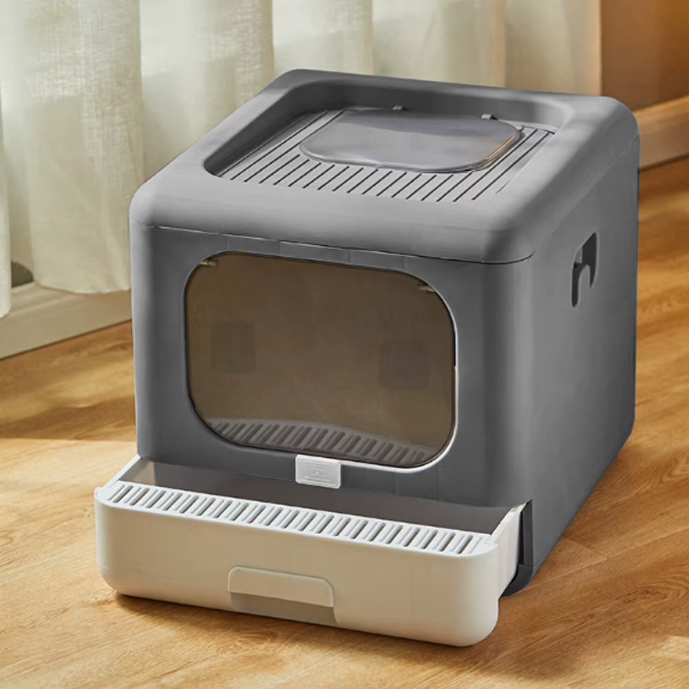 Full Enclosed Cat Toilet Litter Box in Grey