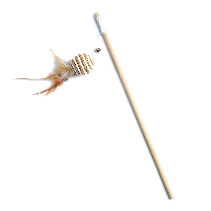 Engaging Interactive Cat Wand with Colorful Feather Teasers - Perfect for Playful Kittens!
