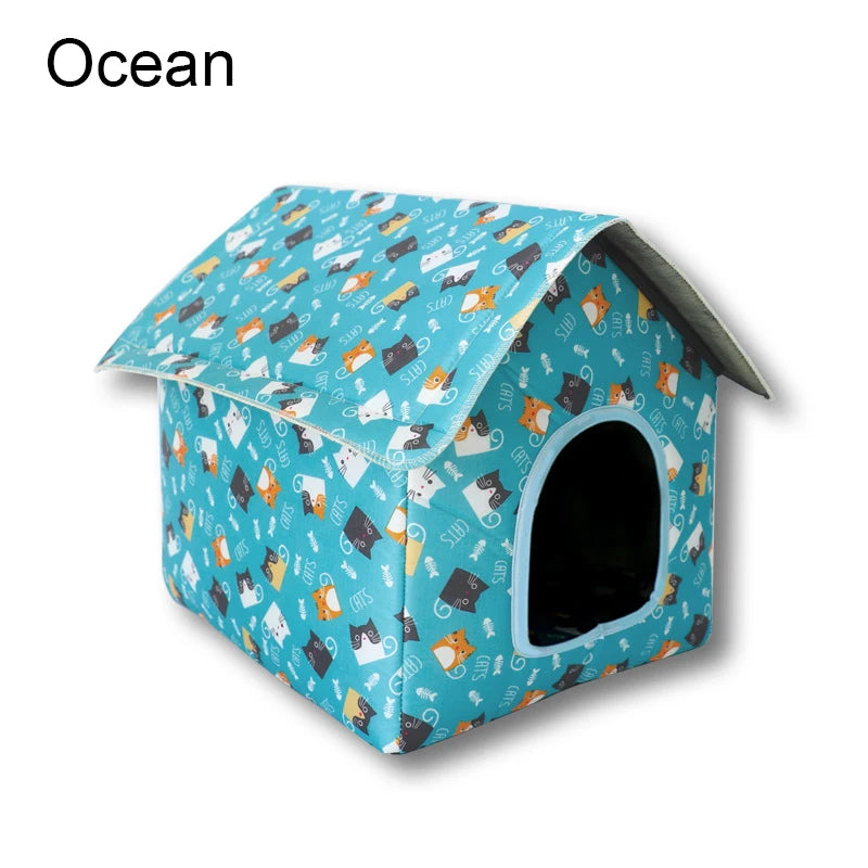 Waterproof Cat House for Outdoors Rainproof Pet Cat Cave Sleep Beds Tent Home Foldable and Washable for Small Dog Puppy Supplies