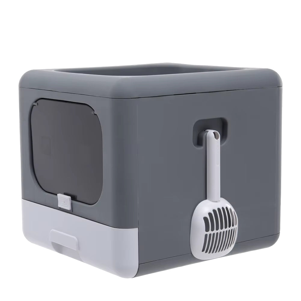 Full Enclosed Cat Toilet Litter Box in Grey