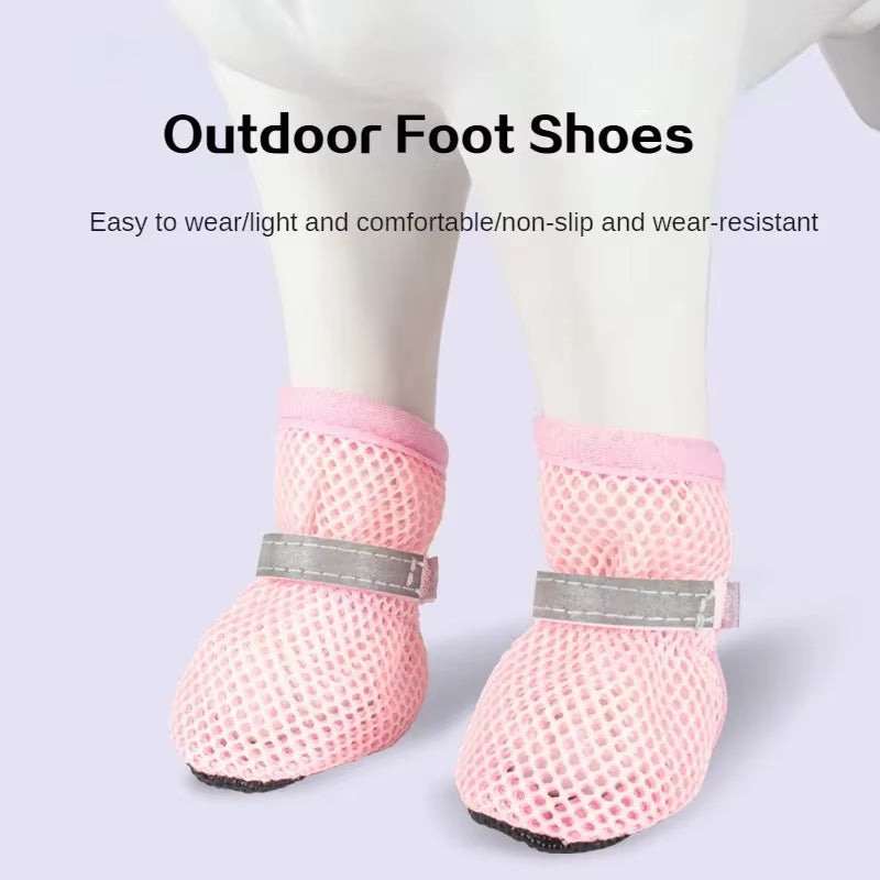 4Pc, Dog Shoes Non-Slip Breathable Wear-Resistant Dog Boots Suitable for Small Medium Sized Pets Puppy Protective Footwear.