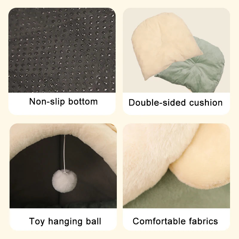 Cartoon Cat Bed – Foldable, Washable, Cozy Cave for Cats & Small Dogs