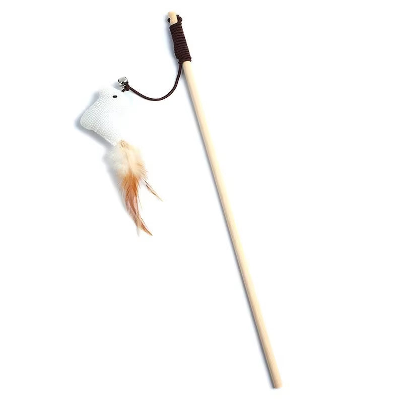 Engaging Interactive Cat Wand with Colorful Feather Teasers - Perfect for Playful Kittens!